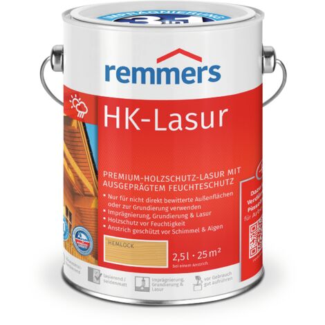 Remmers HK-Lasur 3in1 hemlock, 2,5 Liter, Holzlasur aussen, 3facher Holzschutz mit Imprägnierung + Grundierung + Lasur, Feuchtigkeit- und UV-Schutz