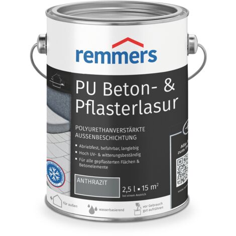 Remmers PU Beton- & Pflasterlasur anthrazit, 2,5 Liter, Beton- und Bodenfarbe, Pflasterstein Farbe, für mineralische Untergründe, lichtbeständig
