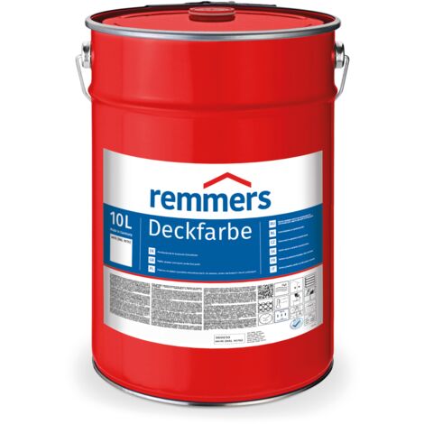 Remmers Deckfarbe weiß (RAL 9016), 10 Liter, Deckfarbe für innen und außen, Wetterschutzfarbe viele Untergründe, hochdeckend, wetterfest