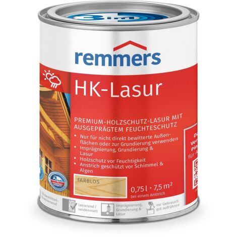 Remmers HK-Lasur 3in1 farblos, 0,75 Liter, Holzlasur aussen, 3facher Holzschutz mit Imprägnierung + Grundierung + Lasur, Feuchtigkeit- und UV-Schutz