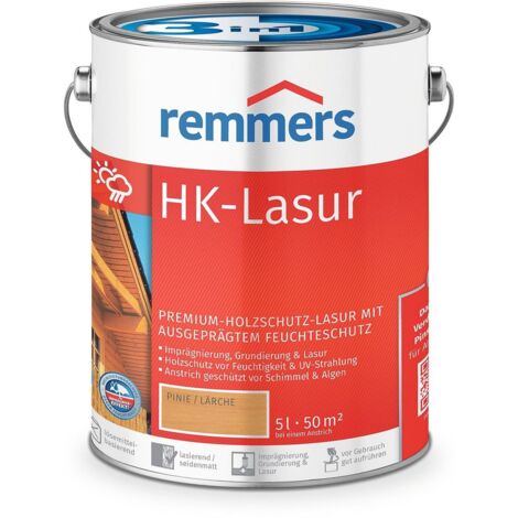 Remmers HK-Lasur 3in1 pinie/lärche, 5 Liter, Holzlasur aussen, 3facher Holzschutz mit Imprägnierung + Grundierung + Lasur, Feuchtigkeit- und UV-Schutz