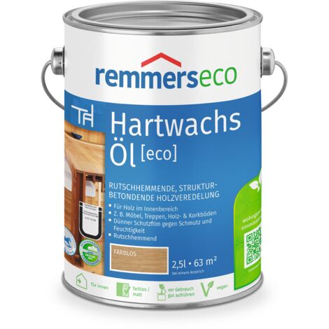 Remmers Hartwachs-Öl [eco] farblos, 2,5 Liter, Hartwachsöl für innen, natürliche Basis, Beize, Öl und Versiegelung in einem, nachhaltig, vegan