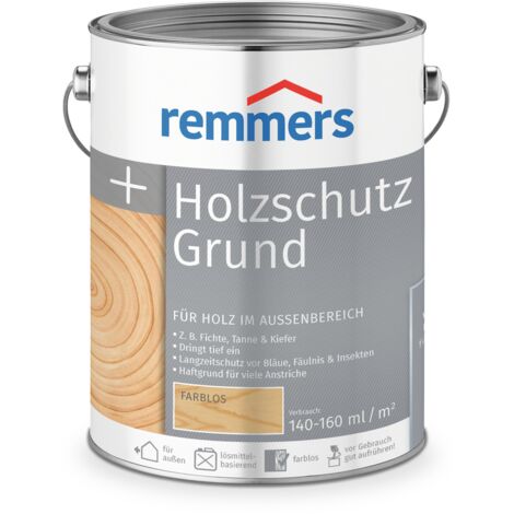 Remmers Holzschutz-Grund farblos, 5 Liter, Holz Imprägnierung für außen, Holzschutz vor Pilzen und Insekten, atmungsaktiv, überstreichbar