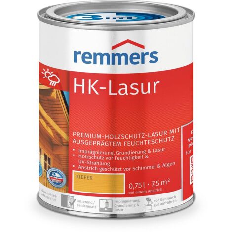 Remmers HK-Lasur 3in1 kiefer, 0,75 Liter, Holzlasur aussen, 3facher Holzschutz mit Imprägnierung + Grundierung + Lasur, Feuchtigkeit- und UV-Schutz