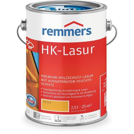 Remmers HK-Lasur 3in1 kiefer, 2,5 Liter, Holzlasur aussen, 3facher Holzschutz mit Imprägnierung + Grundierung + Lasur, Feuchtigkeit- und UV-Schutz