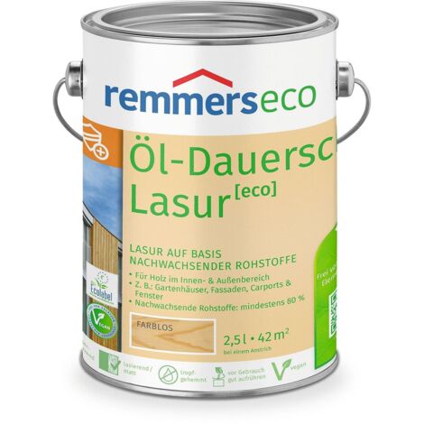 Remmers Öl-Dauerschutz-Lasur [eco] farblos, 2,5 Liter, Öko Holzlasur für innen und außen, ökologisch, nachhaltig, vegan, bienenverträglich