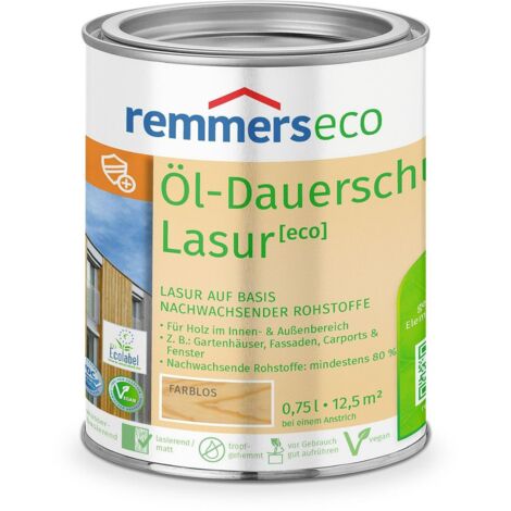 Remmers Öl-Dauerschutz-Lasur [eco] farblos, 0,75 Liter, Öko Holzlasur für innen und außen, ökologisch, nachhaltig, vegan, bienenverträglich
