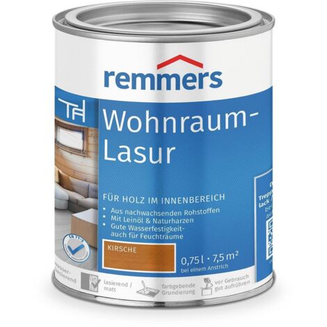 Remmers Wohnraum-Lasur kirsche, 0,75 Liter, Holzlasur innen, für Möbel, Böden, Innentüren und Treppen geeignet, mit Abperleffekt