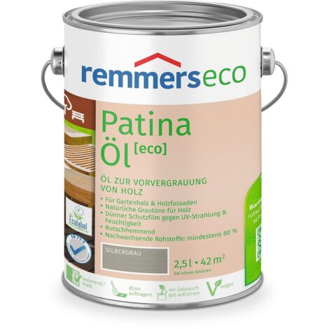 Remmers Patina-Öl [eco] silbergrau, 2,5 Liter, nachhaltiges Holzöl grau, innen und außen, vegan, rutschhemmend, natürliche Grautöne für Holz