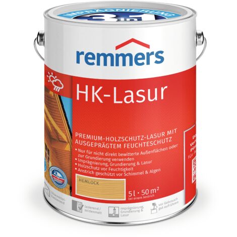Remmers HK-Lasur 3in1 hemlock, 5 Liter, Holzlasur aussen, 3facher Holzschutz mit Imprägnierung + Grundierung + Lasur, Feuchtigkeit- und UV-Schutz