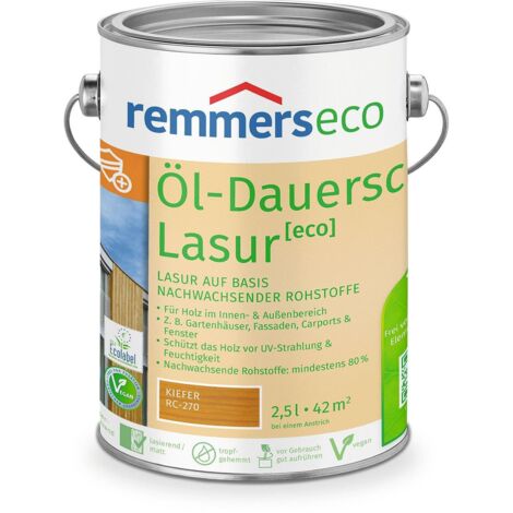 Remmers Öl-Dauerschutz-Lasur [eco] kiefer, 2,5 Liter, Öko Holzlasur für innen und außen, ökologisch, nachhaltig, vegan, bienenverträglich