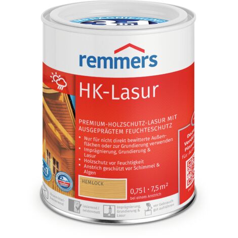 Remmers HK-Lasur 3in1 hemlock, 0,75 Liter, Holzlasur aussen, 3facher Holzschutz mit Imprägnierung + Grundierung + Lasur, Feuchtigkeit- und UV-Schutz