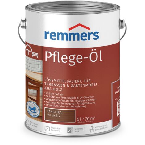 Remmers Pflege-Öl bangkirai intensiv, 5 Liter, Holzöl für Holz innen und außen, wasserabweisend, wetterfest, für Gartenmöbel und Holzterrassen geeignet