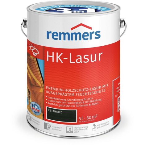 Remmers HK-Lasur 3in1 ebenholz, 5 Liter, Holzlasur aussen, 3facher Holzschutz mit Imprägnierung + Grundierung + Lasur, Feuchtigkeit- und UV-Schutz
