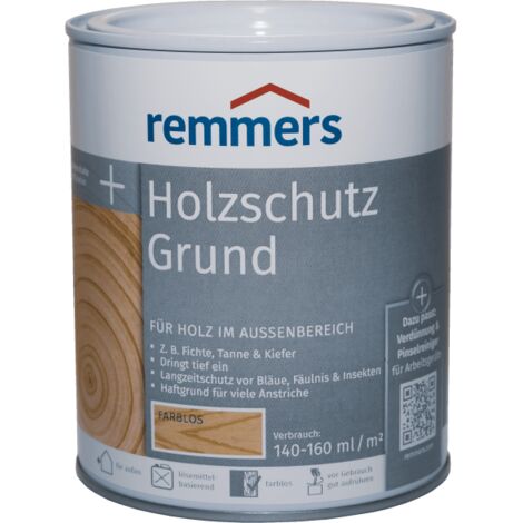 Remmers Holzschutz-Grund farblos, 0,75 Liter, Holz Imprägnierung für außen, Holzschutz vor Pilzen und Insekten, atmungsaktiv, überstreichbar