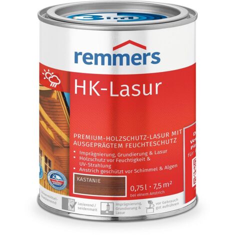 Remmers HK-Lasur 3in1 kastanie, 0,75 Liter, Holzlasur aussen, 3facher Holzschutz mit Imprägnierung + Grundierung + Lasur, Feuchtigkeit- und UV-Schutz