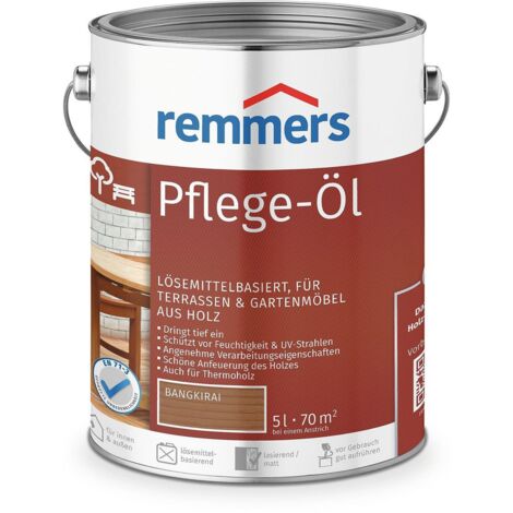 Remmers Pflege-Öl bangkirai, 5 Liter, Holzöl für Holz innen und außen, wasserabweisend, wetterfest, für Gartenmöbel und Holzterrassen geeignet