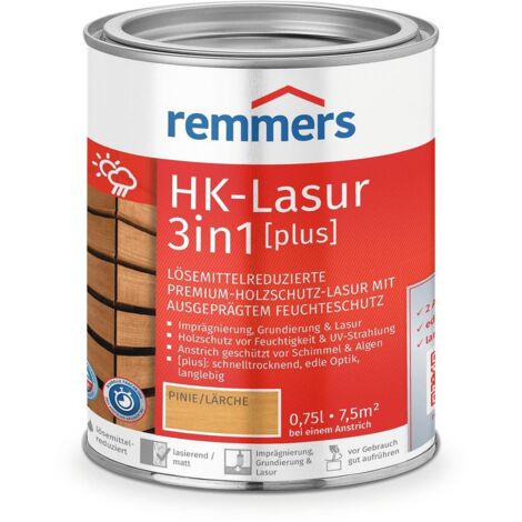 Remmers HK-Lasur 3in1 [plus] pinie/lärche, matt, 0,75 Liter, Holzlasur, Premium Holzlasur außen, 3fach Holzschutz mit Imprägnierung + Grundierung + Lasur (1/5)