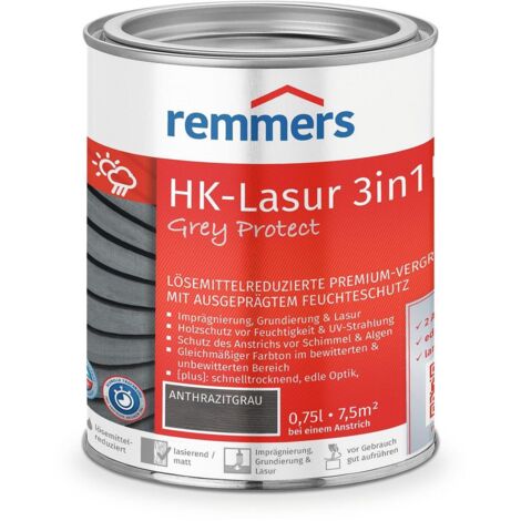 Remmers HK-Lasur 3in1 Grey Protect [plus] anthrazitgrau, matt, 0,75 Liter, Holzlasur, Premium Holzlasur außen, natürliche Grautöne, 3in1 Holzschutz (1/5)