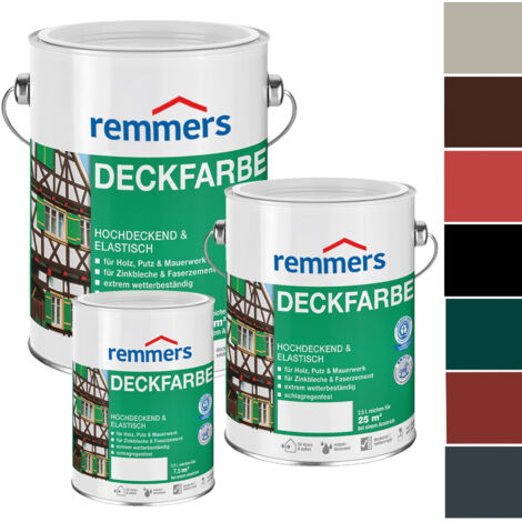 Remmers Deckfarbe nussbraun, 2,5 Liter, Deckfarbe für innen und außen, Wetterschutzfarbe viele Untergründe, hochdeckend, wetterfest