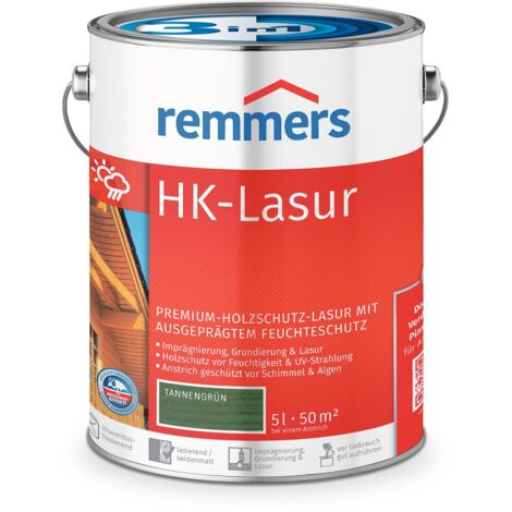 Remmers HK-Lasur 3in1 tannengrün, 5 Liter, Holzlasur aussen, 3facher Holzschutz mit Imprägnierung + Grundierung + Lasur, Feuchtigkeit- und UV-Schutz