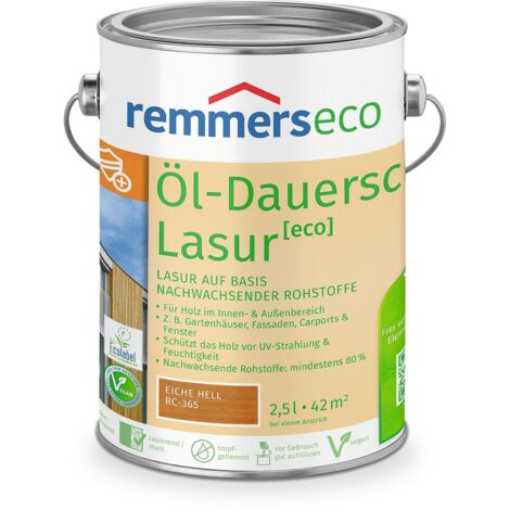Remmers Öl-Dauerschutz-Lasur [eco] eiche hell, 2,5 Liter, Öko Holzlasur für innen und außen, ökologisch, nachhaltig, vegan, bienenverträglich