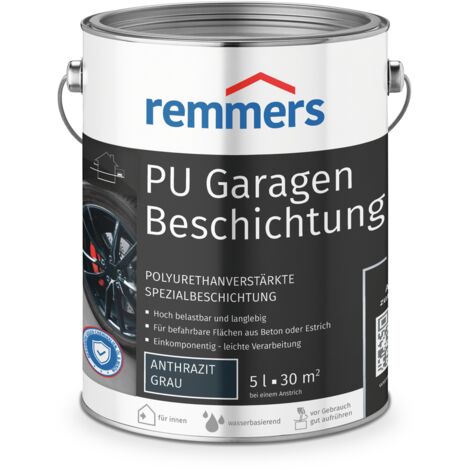 Remmers PU Garagenbeschichtung anthrazit, matt, 5 Liter, Beton- und Bodenfarbe, für Garagen, abriebfest und beständig gegen Weichmacher (1/3)