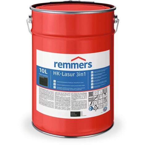 Remmers HK-Lasur 3in1 ebenholz, 10 Liter, Holzlasur aussen, 3facher Holzschutz mit Imprägnierung + Grundierung + Lasur, Feuchtigkeit- und UV-Schutz