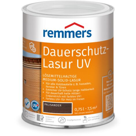 Remmers Dauerschutz-Lasur UV palisander, 0,75 Liter, Holz UV-Schutz für außen, auch für helle Farbtöne und farblos UV+, blockfest, wetterbeständig