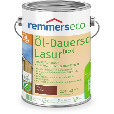 Remmers Öl-Dauerschutz-Lasur [eco] teak, 2,5 Liter, Öko Holzlasur für innen und außen, ökologisch, nachhaltig, vegan, bienenverträglich