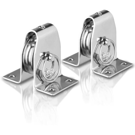 Sprenger Umlenkrolle Set I Stehblock aus Edelstahl, für max. 6 mm Drahtseil I Seilrolle zum Anschrauben mit Befestigungslöcher, Umlenkblock stehend, 250 kg belastbar 2St