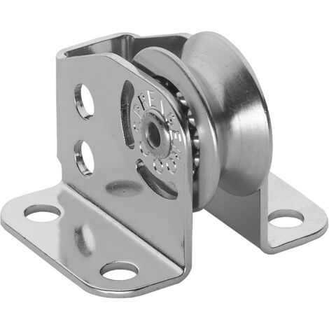 Sprenger Umlenkrolle mit Kugellager Micro XS I Wälzlager aus Edelstahl für 4mm Drahtseil I Seilrolle mit Befestigungslöcher, Umlenkblock stehend, klein und kompakt