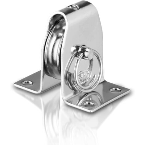 Sprenger Umlenkrolle Stehblock aus Edelstahl, für max. 6 mm Drahtseil I Seilrolle zum Anschrauben mit Befestigungslöcher, Umlenkblock stehend, 250 kg belastbar