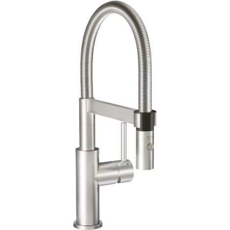 VILLEROY & BOCH Küchenarmatur Steel Expert Compact, Hochdruck-Armatur, Umschaltfunktion, wassersparend, Edelstahl massiv (1/5)