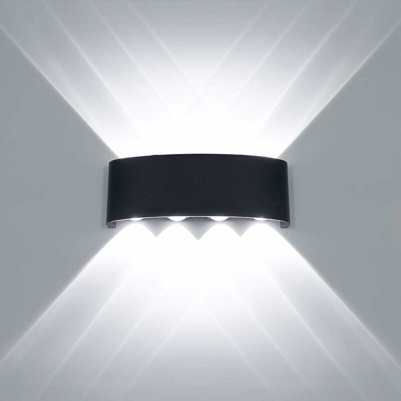 Applique Murale LED Interieur Aluminium Moderne 8W , Noir Lampe Murale LED  pour Chambre Maison Couloir Salon (Blanc froide)