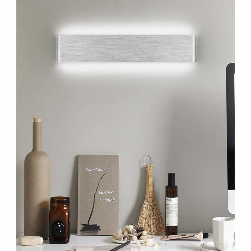 14W LED Applique Murale Interieur 40cm Lampe Murale Blanc Chaud , Design  Simple Noir Brossé pour Chambre