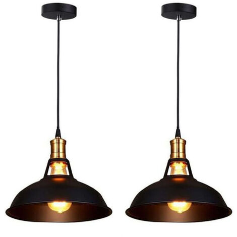 Ajustement Facile lumière pendentif métal tambour Couleur noire Lampe de table/plafond modèle Shade 