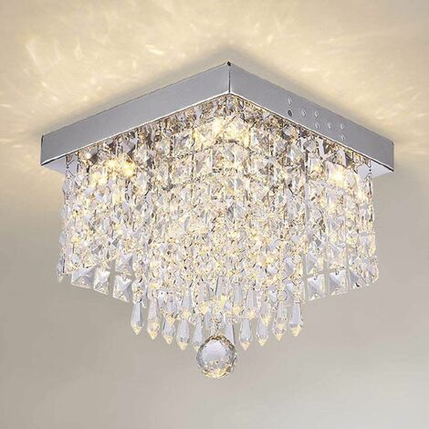 LED Lustre Plafonnier en Cristal Acier Inoxydable Moderne Lampe de Plafond, Pendentif Style Design élégant Lumière K9 Cristal