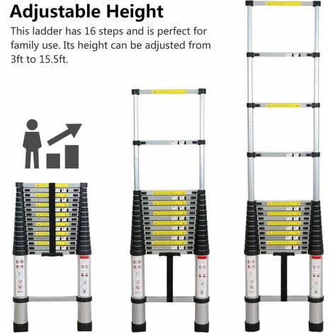 Échelle télescopique de 3.2m en aluminium , Multifonction échelle  télescopique élevée d'échelle de loft de