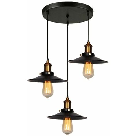 Suspension industrielle vintage luminaire en métal fer , rétro lustre lampe plafonnier corde ajustable pour salon cuisine salle à manger bar