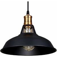Lustre Suspension Industrielle Vintage E27 LED Lampe Plafonniers Retro Abat-jour pour Cuisine Salle à manger Salon Chambre Restaurant, Noir