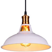 Lustre Suspension Industrielle Vintage E27 LED Lampe Plafonniers Retro Abat-jour pour Cuisine Salle à manger Salon Chambre Restaurant, Blanc