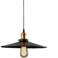 30cm E27 Suspension Industrielle Rétro Lustre Abat-Jour Noir Lampe de Plafond Luminaire pour Salon Cuisine Bar
