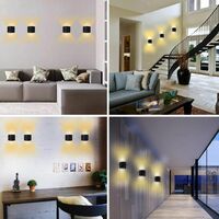 2x Moderne Applique Murale Interieur 12W Blanc Chaud Lampe Up Down pour Salon Chambre Couloir Chemin (Noir)