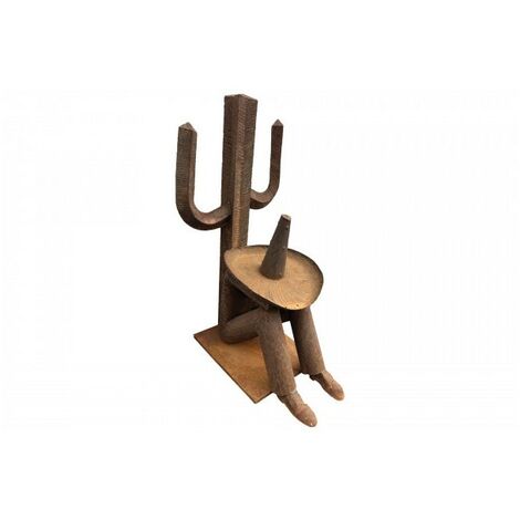 Jardinex – Statue déco jardin mexicain 155 cm en métal recyclé – Finition patine rouillée – Socle stable pour extérieur – Décoration unique