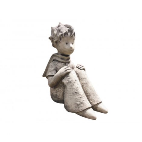 Jardinex – Statue de jardin 'Le Petit Prince assis' – Béton résistant aux intempéries – Hauteur 52 cm – Charmante décoration extérieure