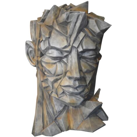 Sculpture de jardin visage Homme - style Cubique - Gris