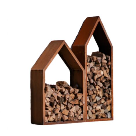 Range bûches Métal - Rouille 73 x 34 x 195 cm (1/3)