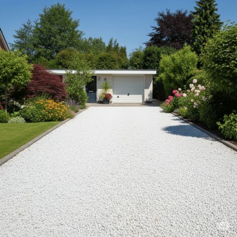 Jardinex – Gravier concassé marbre blanc 9/12 mm – Big Bag 1T pour massifs et allées – Couverture de sols 16 m² – Nettoyage facile