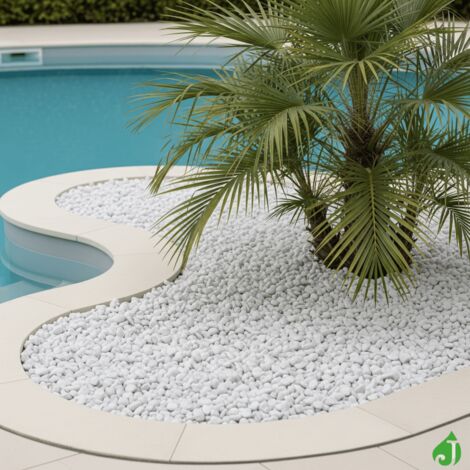 Jardinex – Gravier roulé marbre blanc Carrare 15/25 mm – Big Bag 1T (16 m²) – Décoratif pour massifs et jardins japonais – Entretien facile (1/5)